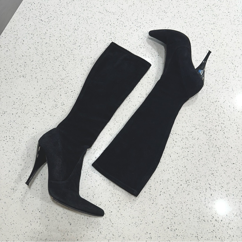 Stuart Wietzman Black Knee-High Stiletto Boots sz 6